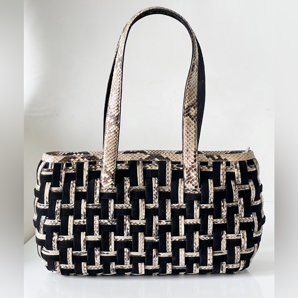 Nancy Gonzalez Python Suede Woven Snake Skin Purs… - image 1